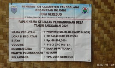 Realisasi DD Tahun 2025, Pada Pembangunan Jalan Paving Block Desa Geredug Bojong