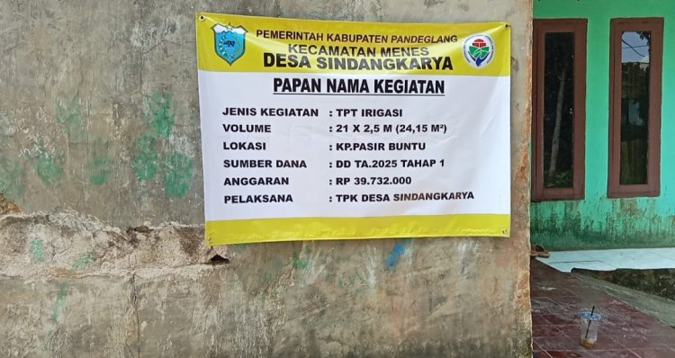 Pembangunan TPT Desa Sindangkarya Menes, Dari DD 2025 Tahap Satu Diduga Sarat Akan KKN
