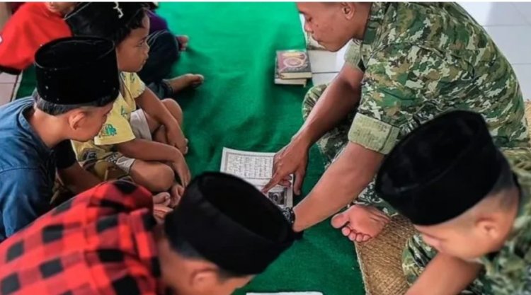 Prajurit Yonif TP 842/Badak Sakti, Sebagai Wujud Kemanunggalan TNI, Mengajar Ngaji Anak-anak di Desa Rancapinang Pandeglang