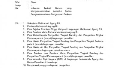 Hati-Hati Oknum Yang Mengatasnamakan Bawas MA, Janji Bisa Urus Perkara