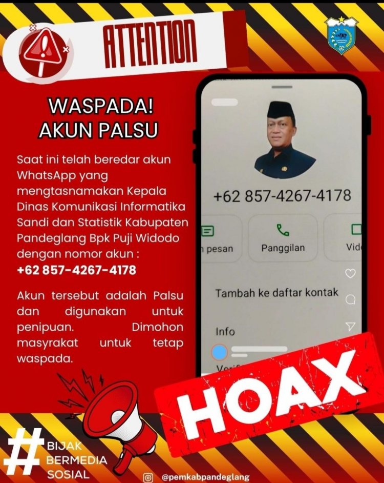 Catut Nama Pejabat Baru, Modus Penipuan Minta Uang Sasar OPD di Pandeglang
