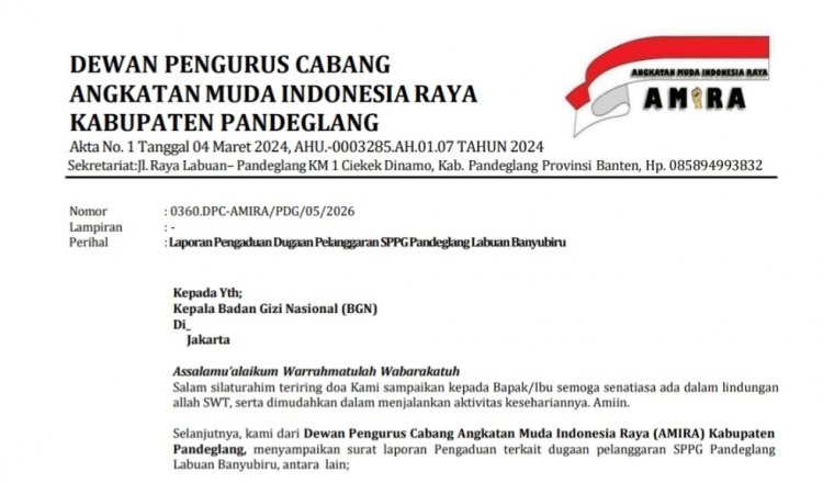 Diduga Nepotisme dan Tidak di Tindak, DPC AMIRA Minta BGN Suspend dan Audit  SPPG Banyubiru Labuan