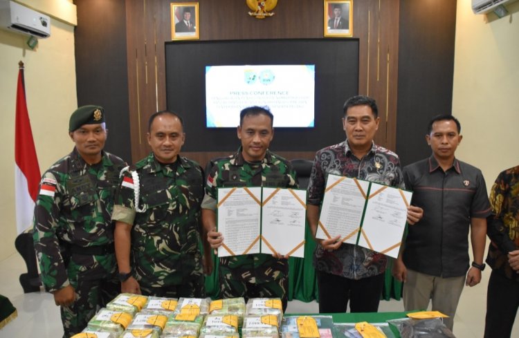 Satgas Pamtas Yonarhanud 1/PBC/1 Kostrad Gagalkan Penyelundupan Puluhan Kilo Narkoba