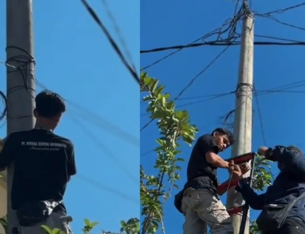 Pemasangan Kabel Wifi Milik PT. Aurora Sentral Informatika Wilayah Cikedal dan Sekitarnya Diduga Nebeng Ditiang Listrik PT. PLN Persero,