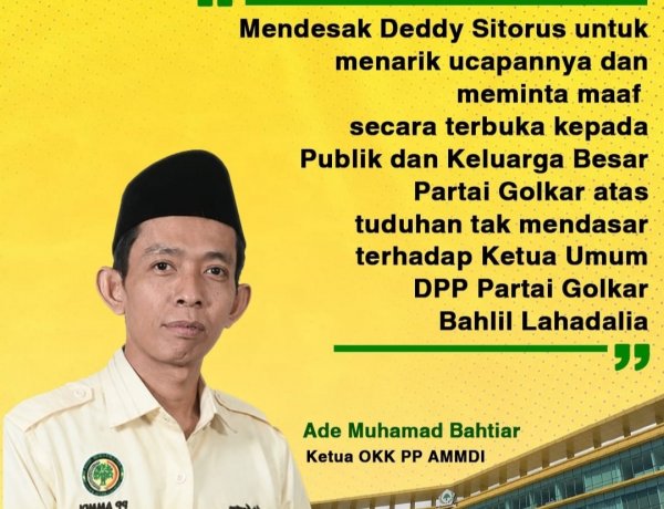 Dianggap Hina Ketum Partai Golkar, PP AMMDI Desak Deddy Sitorus Minta Maaf Dihadapan Publik