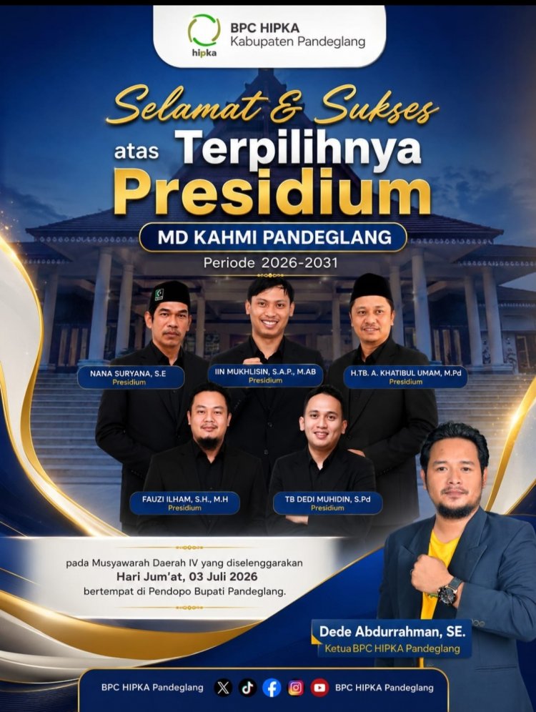 Ketua BPC HIPKA Pandeglang, Sampaikan Selamat Kepada 5 Presidium MD KAHMI Pandeglang Yang Terpilih Pada Musda IV Tahun 2026