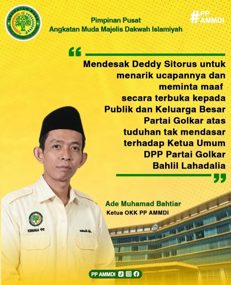 Dianggap Hina Ketum Partai Golkar, PP AMMDI Desak Deddy Sitorus Minta Maaf Dihadapan Publik