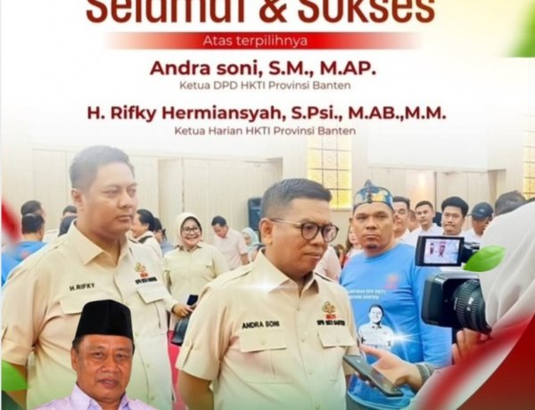 Uhadi, Sekjen DPP APDESI Merah Putih Sampaikan Selamat Atas Dilantiknya Pengurus DPD HKTI Banten 2026-2031, Andra Soni dan Rifky Hermiansyah Didapuk Jadi Pucuk Pimpinan