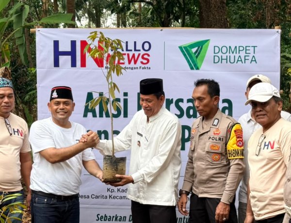 Raker di Carita, Hallonews Gelar Pengobatan Gratis dan Tanam Pohon